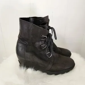 SOREL ジョアンオブアークティックウェッジミッド ブラック Sorel joan of arctic wedge mid + FREE SHIPPING | Zappos